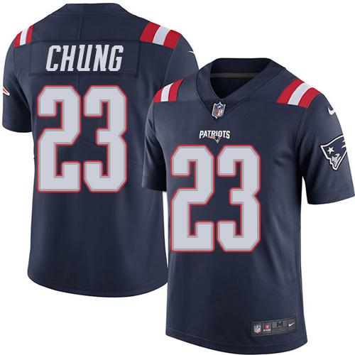 Nike Patriots #23 Patrick Chung Navy Blue Men's Stitched NFL Limited Rush Jersey - Click Image to Close